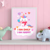 Customizable unicorn art with empowering sayings, enhancing girl nursery wall decor.