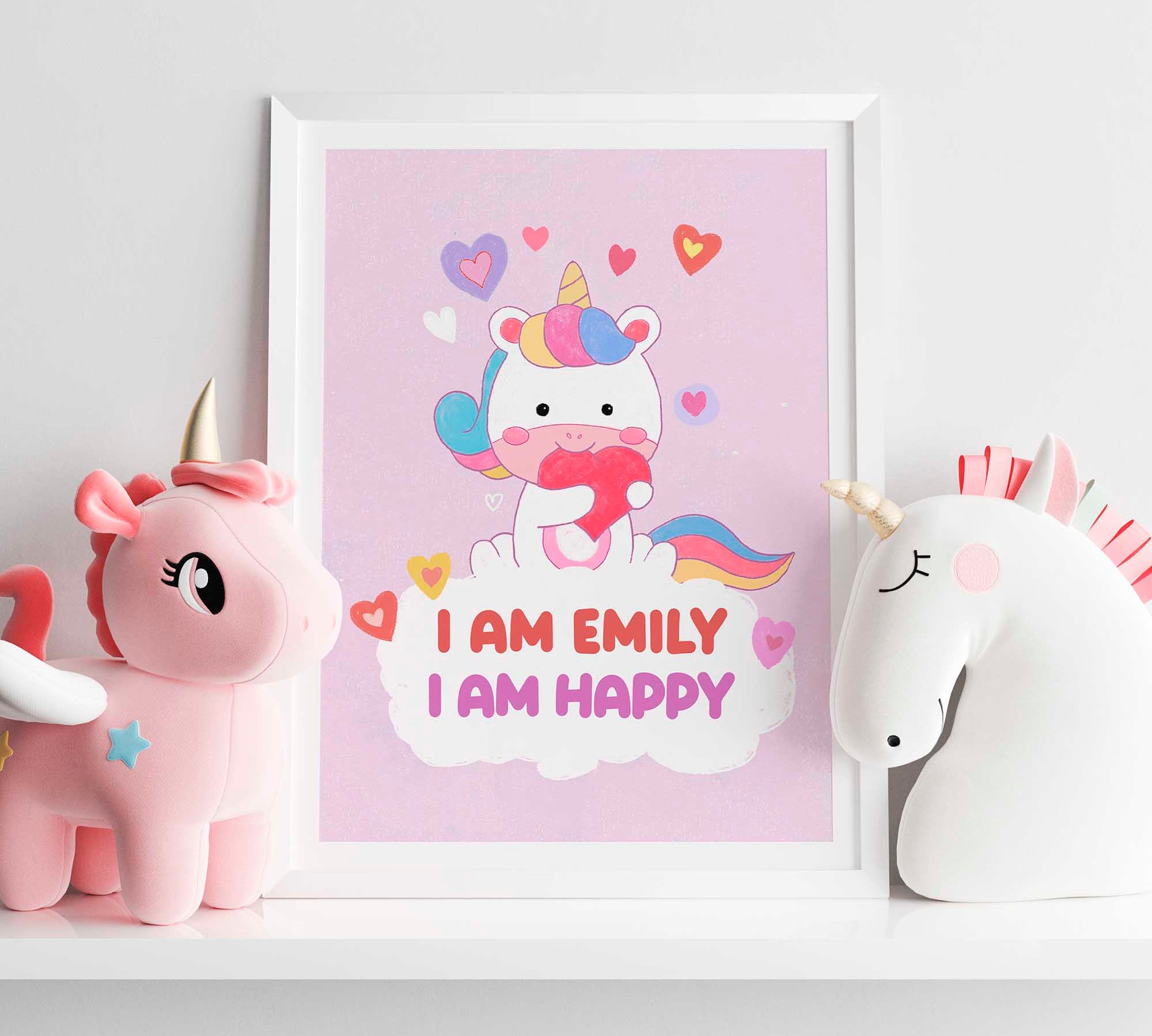 unicorn poster with affirmations, ideal for a girl's nursery decor.
