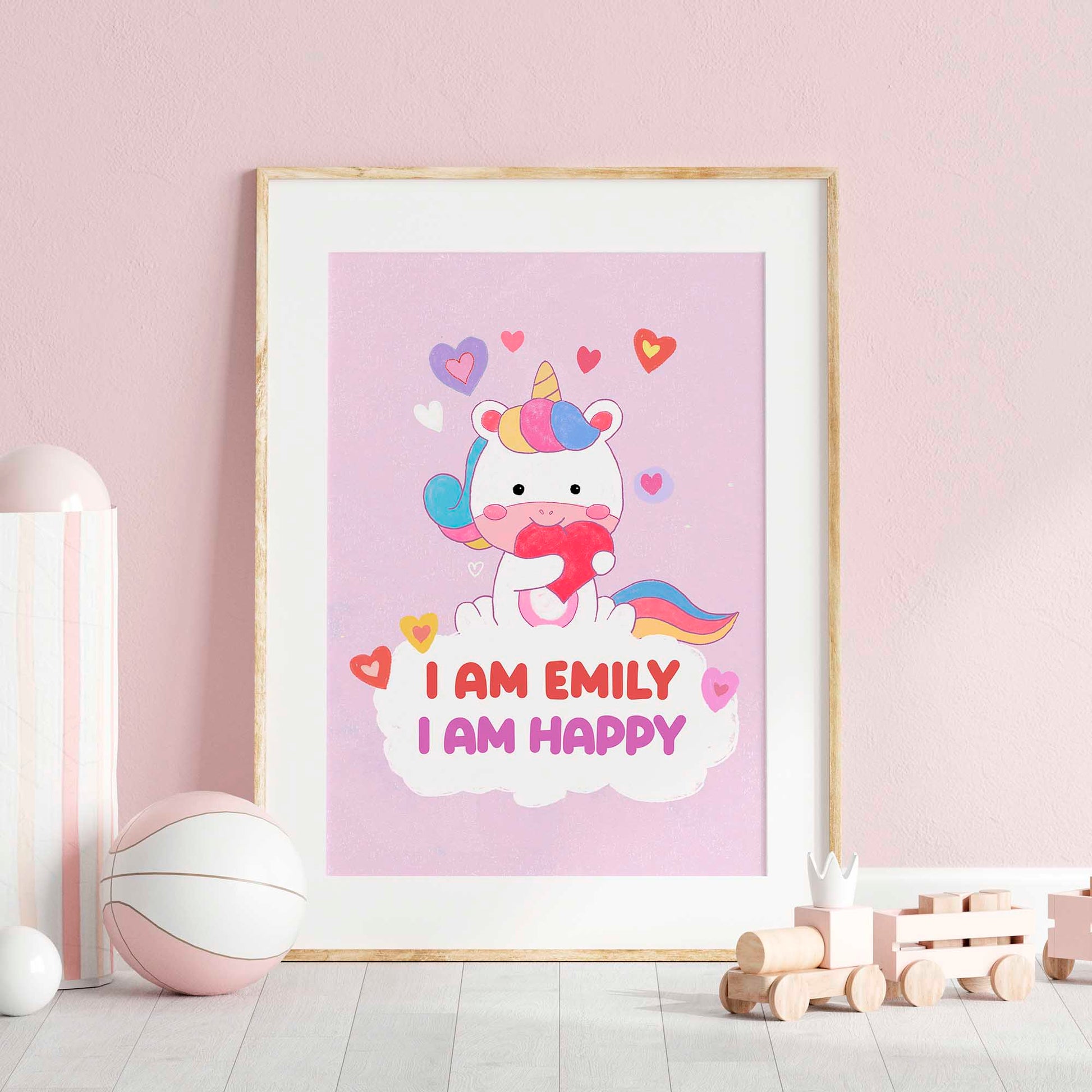 Cute Unicorn Affirmation Framed Poster - Customizable