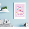 cute unicorn illustration with motivational affirmations for young girls.