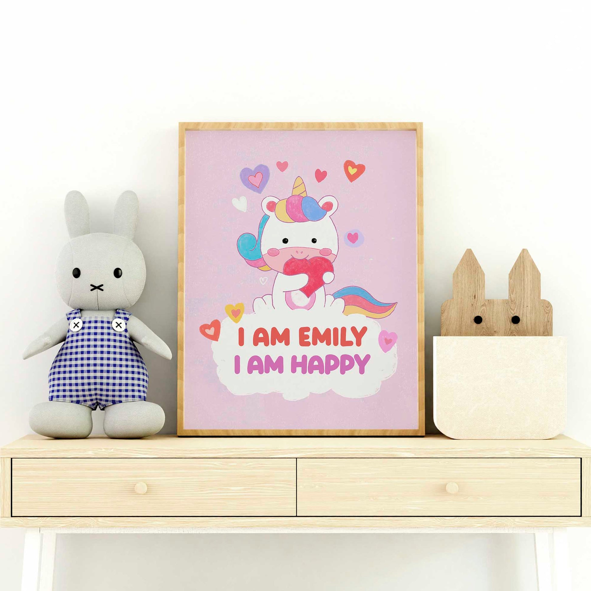 Enchanting unicorn poster with positive affirmations, designed for girl's personal growth.