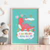 Playful dinosaur wall art for decorating nursery spaces, featuring uplifting messages for kids.