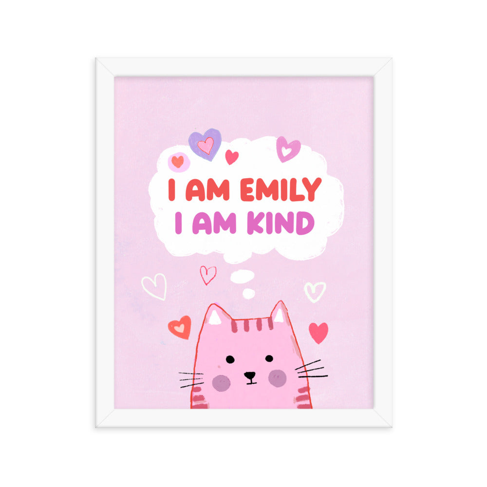 Adorable cat-themed poster in a frame, ideal for boy nursery and baby room decor